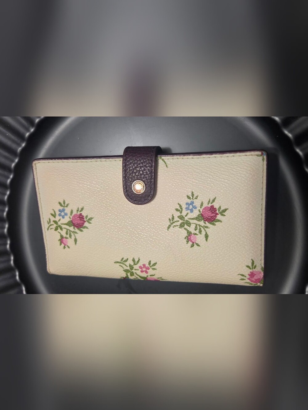 Coach Floral Leather Box Wallet